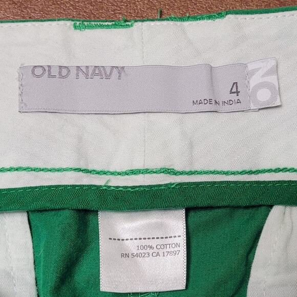 Old Navy Green Cotton Mini Skirt Size 4 Y2K Straight Bandage Skirt Pockets Vivid - Picture 3 of 5